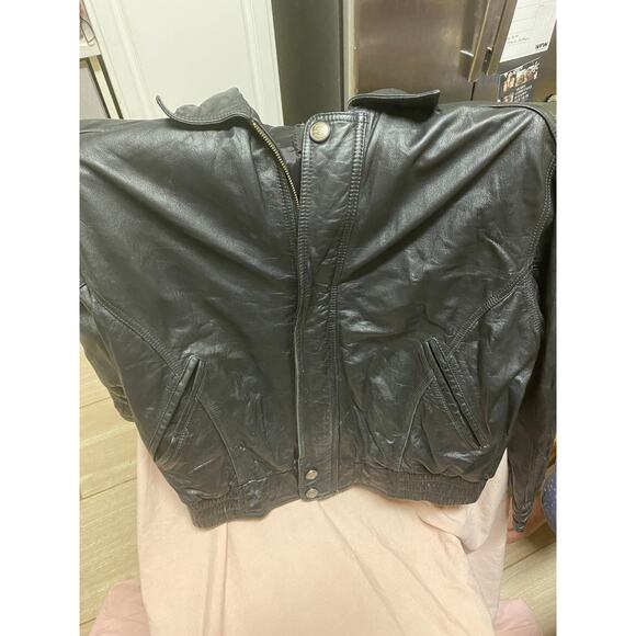 Vtg Y2k Wilsons Leather Bomber Biker Jacket Mens Size Large BikerWear Bikercore - Picture 1 of 3